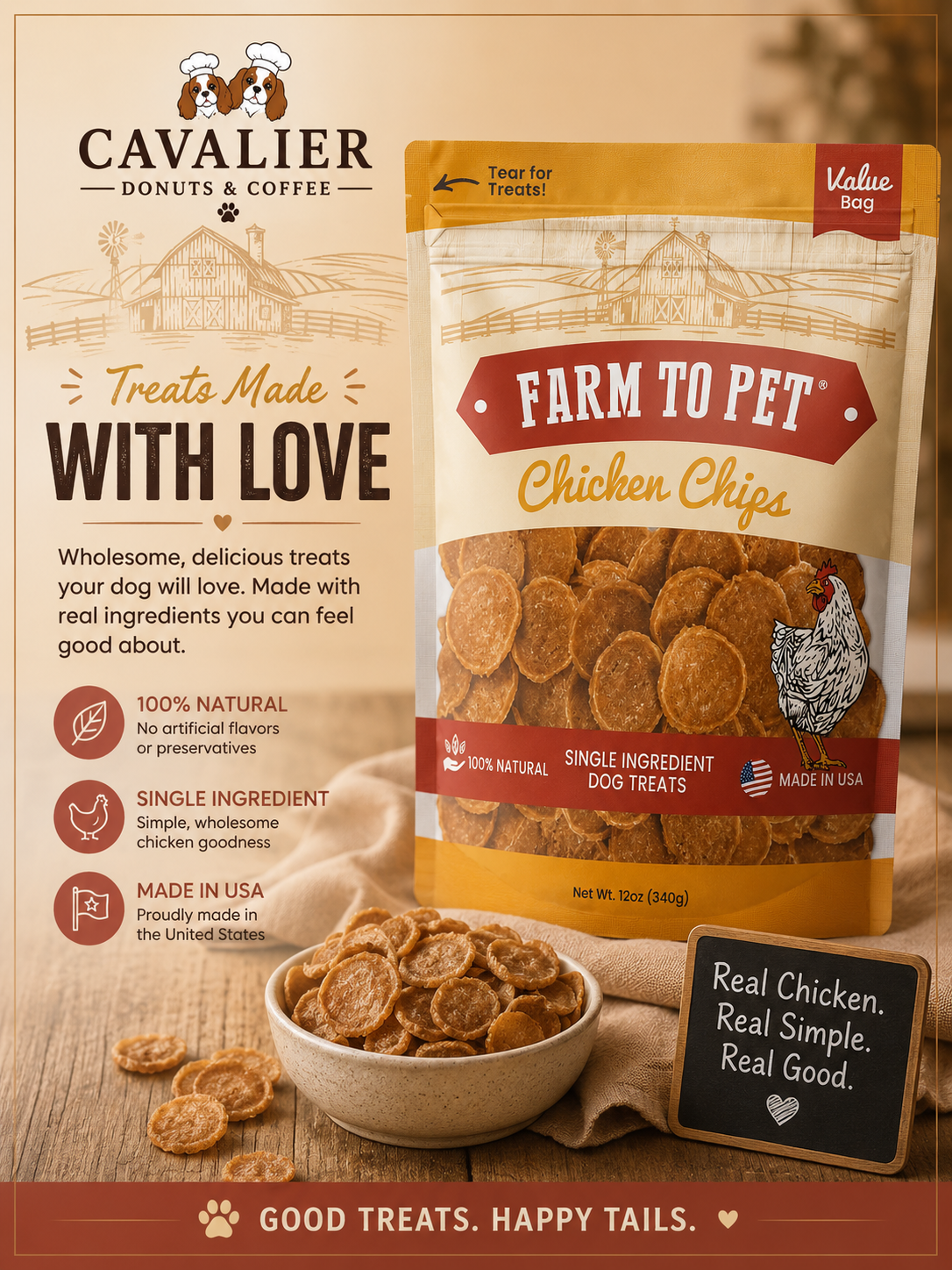 Farm-to-Pet Chicken Chips — pet treats at Cavalier Donuts & Coffee