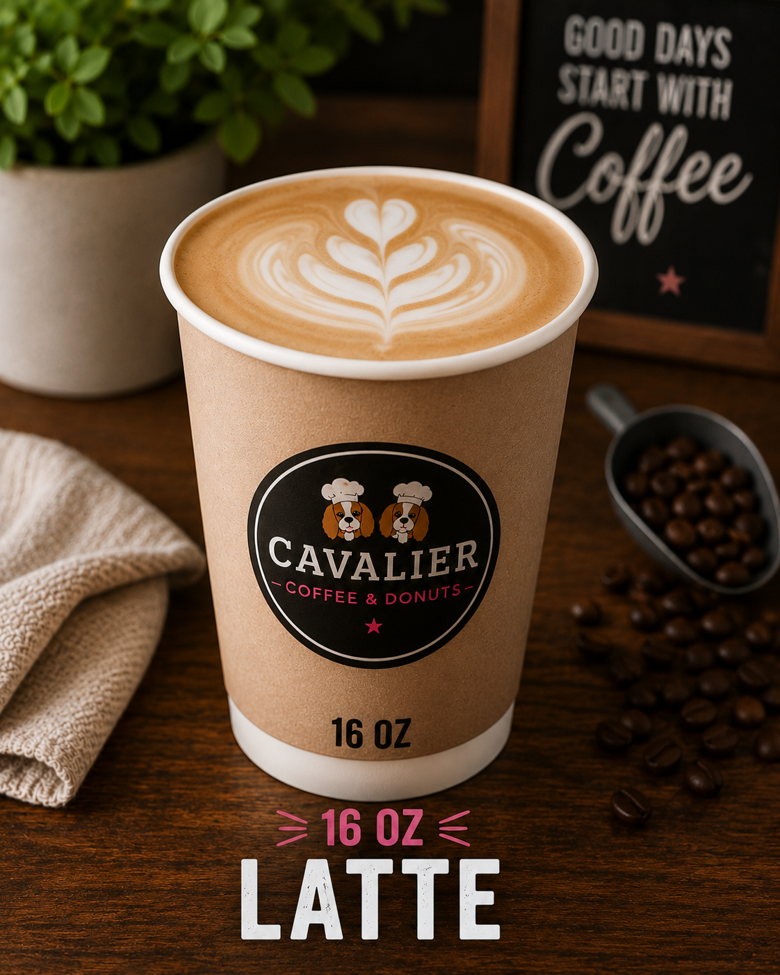 16 oz Latte — Cavalier Donuts & Coffee
